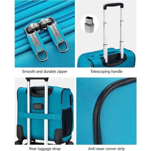 Hanke 16 Inch Underseat Carry On Luggage with Wheels Small Suitcase Softside Luggage Bags for Travel Lightweight Suitcases with Wheels Travel Luggage Personal Item for Men and Women(Caribbean Blue)