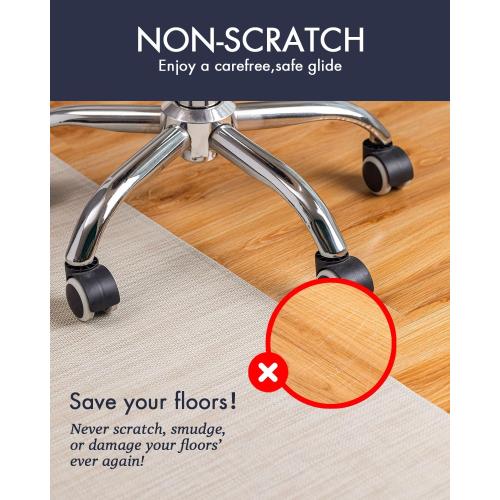 Office Chair Mat for Hardwood Floor Under Desk Computer Rolling Chair Mat for Wood/Tile Floor Non-Slip Heavy Duty Desk Rug PVC Plastic Hard Floor Protector 45x 53 (Parchment)