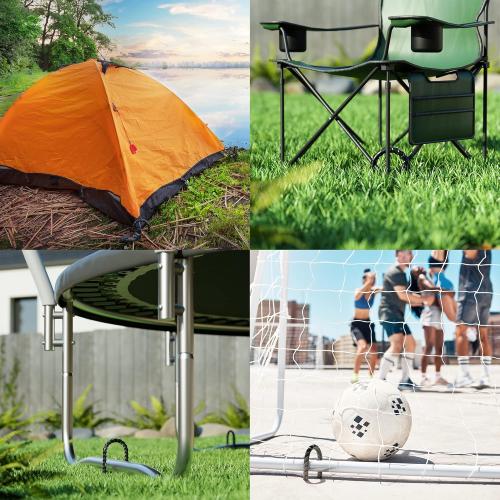 Pack of 8 Black Happin® Ultra Strong Trampoline Stakes Anchors High Wind, Ground Anchors Heavy Duty, Trampoline Tie Down Anchor Kit, Ground Stakes Galvanized Steel, Trampoline Accessories, U Shaped (8 Pack, Black)