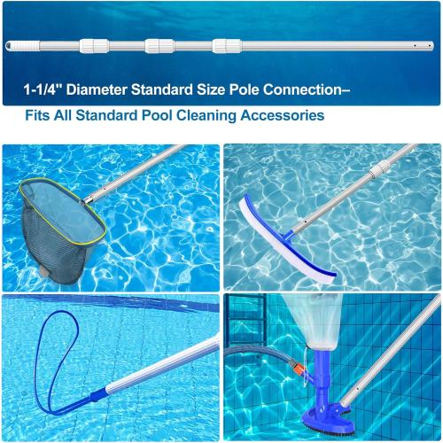ARLBA Professional 16.5 Foot Swimming Pool Pole Telescopic，Heavy Duty Aluminum Extension Pole Thicken 1.30mm,Telescoping Pole Adjustable 6.5-16.5ft, Pool Cleaning Pole for Vacuum,Brush,Skimmer Net