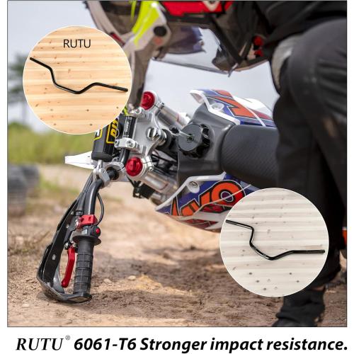 RUTU 7/8 Dirt bike Handlebars with Foam Pad - Motorcycle Handlebars Compatible with CRF YZF KXF, KLX, RMZ, DRZ Pit Dirt Bikes, ATVs, Quad - 6061-T6 Aluminum Handlebar with Heat Treatment HRC16 Black