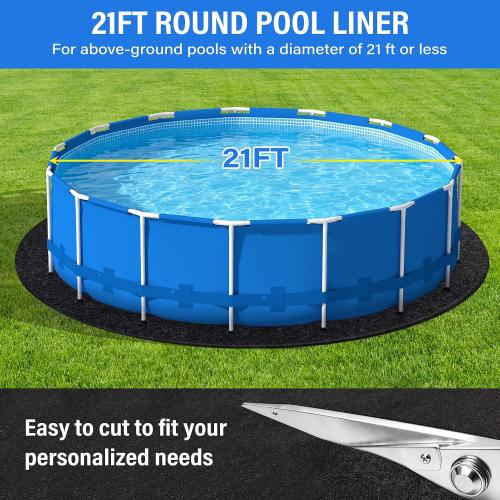 350G/M² Thicker 21FT Pool Liner Pad,Seamless Above Ground Pool Liner,Pre-Cut Heavy Duty Round Pool Liner Pad, Durable Geotextile Material,Puncture Protection,Extend Liner Life(Black)