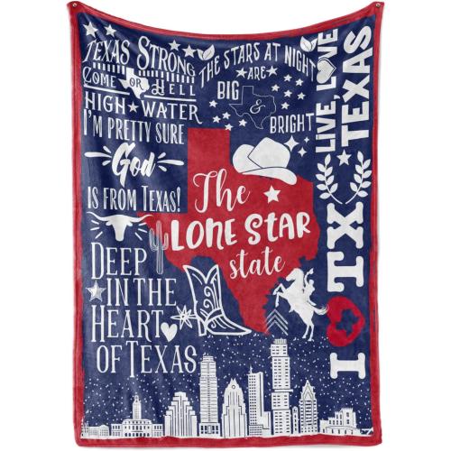 InnoBeta Texas Gifts Blankets Throws Bed Flannel Plush, Texan, Souvenir, Home Decor, US State Gift, Birthday Presents for Women, Men, Friends (50x 65)