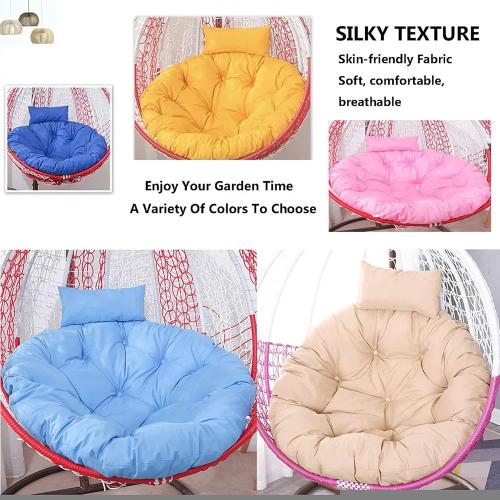 ZTGL 105-125 cm Round Swing Chair Cushion Replacement Egg Chair Cushion Thick Large Hanging Hammock Chair Seat Cushion with Adjustable Pillow, Washable Papasan Cushion,Gray,125x125 cm