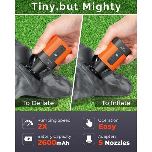 ETENWOLF AIR 3 Air Pump for Inflatables with 2600mAh Battery& Camping Light