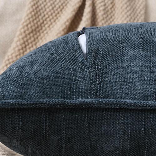 Set of 2 Soft Textured Decorative Throw Pillow Covers 16x16 Inch Cozy Farmhouse Cushion Cover Square Accent Pillow Cases for Bed Couch Sofa Living Room, Grey Blue