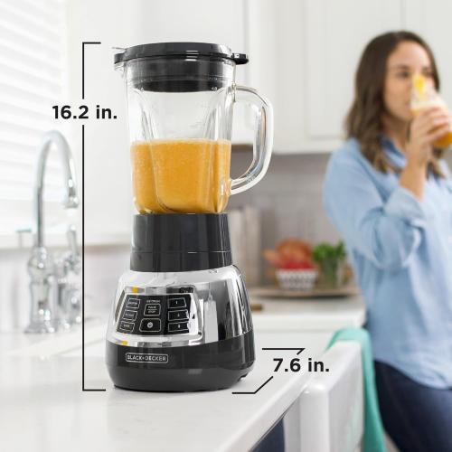 Black Decker Quiet Blender with 6-Cup Cyclone Glass Jar, 3 Speeds   3 Functions & Serrated Blade Technology for Faster Blending, Pulse Button and 24-oz Personal Jar, 900W