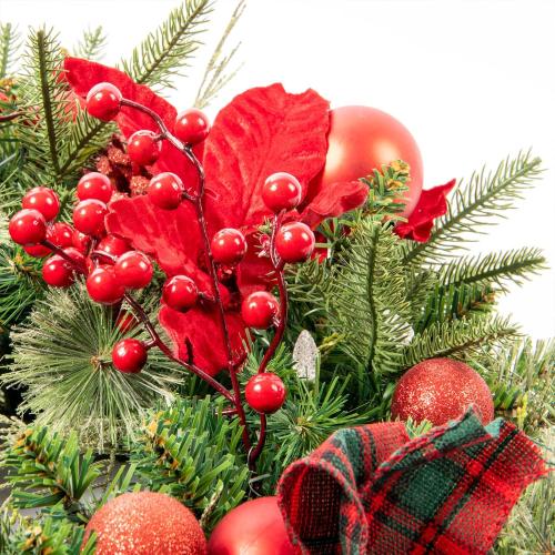 9Ft Red Poinsettias Pre-lit Christmas Garland 70 Lights Plug in,Holiday Decoration Fireplace Stairs Mantle Door Indoor Outdoor