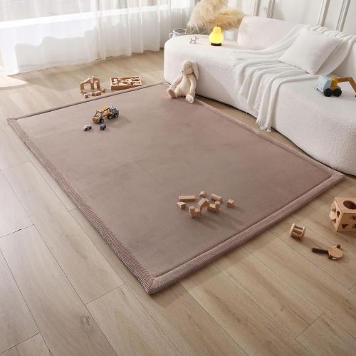 Hakuna Matte CloudSoft Baby Play Mat for Floor 60 x 80 Brown | Coral Velvet high-density foam Rug for Crawling & Cozy Play – Non-Slip, Water-Resistant, Easy-CareTummy Time Mat