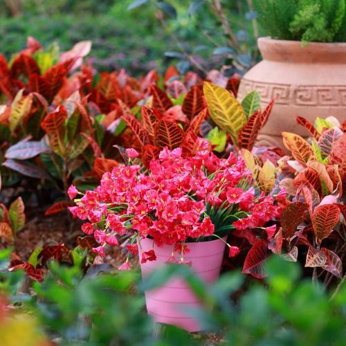 Artificial Fall Flowers for Outdoors,20 Bundles Outdoor Fake Plants UV Resistant Faux Silk Flowers for Autumn Outside Planters, Window Box Pot(Fushia)