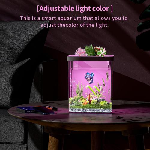 Smart Aquarium Kit - 1.5 Gallon Betta Fish Tank with Self-Cleaning, LED Light, Water Pump Starter Kit