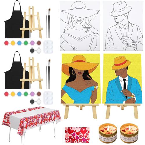 VOCHIC Date Night Painting Kit for Couples Sip and Paint Kit for Adults