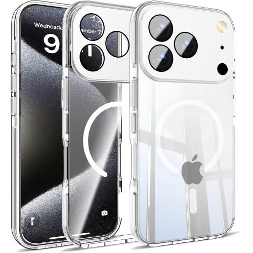 Misscase for iPhone 17 Pro Max Magnetic Case,[Military Drop Protection] Clear Hard Plastics Cover, Camera Lens Protector,Compatible with MagSafe,Anti Yellowing Full Protection Cases-White