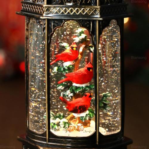 Cardinal Snow Globe Christmas Decorations Gifts Auto Snowfall Glitter Music Collection Cardinal Decor with 6H Timer USB/Battery Powered 12.5 inch