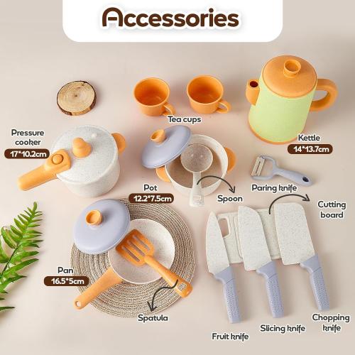 Play Kitchen Pots and Pans Set for Kids, Pretend Role Play Cooking Toys Gifts for Toddlers Girls Boys Ages 3 4 5 6