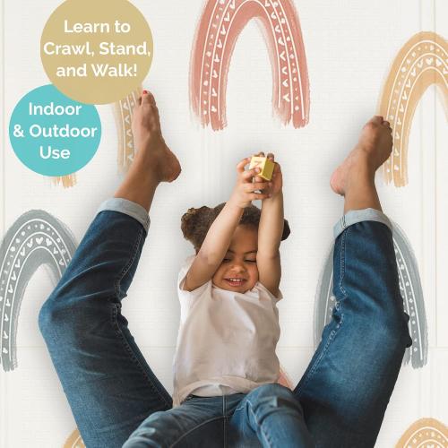 JumpOff Jo Foldable Foam Play Mat – Large Waterproof Baby & Toddler Activity Floor Mat, Double-Sided 70 x 59 Inch Play Surface