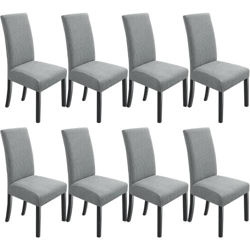 NORTHERN BROTHERS Chair Covers for Dining Room 8 Pack Chair Slipcovers Stretch Chair Covers Protector Cover for Hotel, Dining Room, Banquet (Light Grey)
