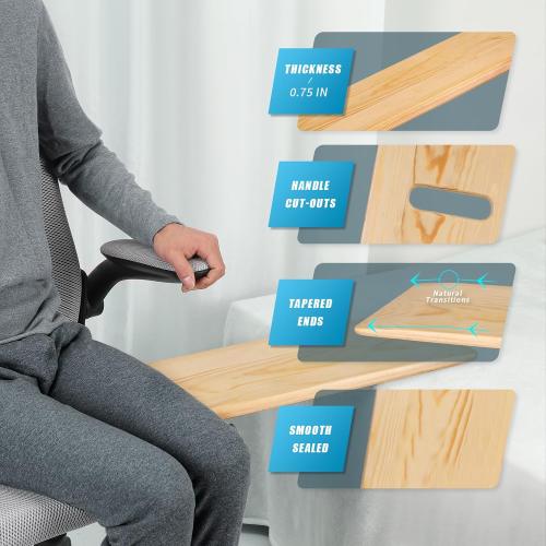Transfer Board and Slide Board with Handles,Made of Heavy-Duty Wood, Mobility Aid for Senior,Handicap,Holds up to 500 Pounds,24x8x0.75……