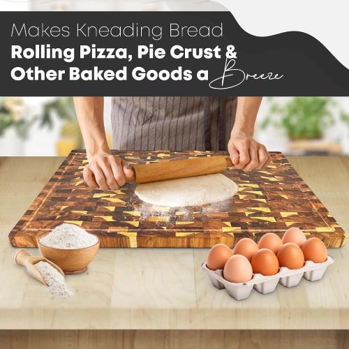 30 x 20 Acacia Wood End Grain Cutting Board Extra Large, XXXL Noodle Board Stove Cover, Heavy-Duty Butcher Block, 3XL Meat Chopping Board, Oversized Turkey Carving Board, Charcuterie Board