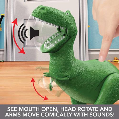 Mattel Disney and Pixar Toy Story Talking Dinosaur Action Figure with Movng Arms, Roarin’ Laughs Rex Dino Toy, 10.8-inch T Rex with 40  Sounds & Phrases