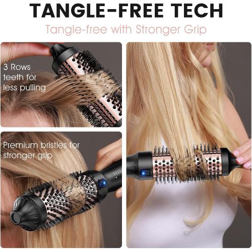 zavarea Thermal Brush, 1.5 Inch Heated Round Curling Brush, 800M Negative Ions Ceramic Stylers for Less Frizz, 4 Temp Set, Dual Voltage for Travel, Easy Use Boosts Shine