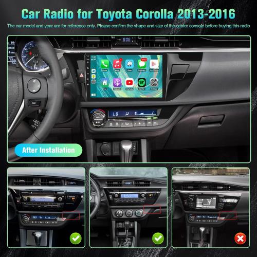 2 32GB Android Car Radio for Toyota Corolla 2013 2014 2015 2016 with Wireless CarPlay Android Auto - 10.1 Inch Touch Screen Stereo for Corolla 2013-2016 with in-Dash GPS Split Screen Backup Camera