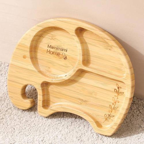 Baby Bamboo Suction Plates, Food Dishes Feeding for Led Weaning Plate, Baby Utensils, BPA Free