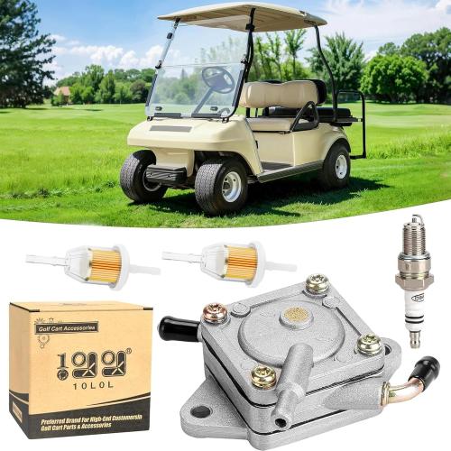 10L0L Golf-Cart-Fuel-Pump-Impulse-Kit for Club-Car DS & Precedent 1984-up Gas with 290FE 350FE Kawasaki Engine, Replace OEM 1014523 1014524 S 5136 FP002, Includes Filters & Spark Plug