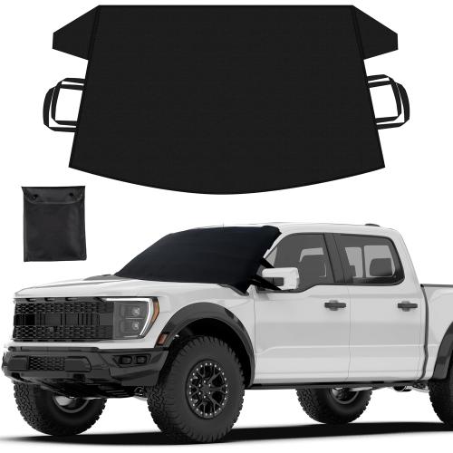 EcoNour Windshield Protector | Durable 600D Oxford Fabric | Waterproof Winter Car Cover for Pickup Truck, SUV & Mini Van | Essential Car Accessories | X-Large (74x43)