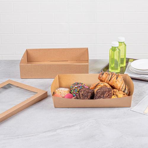 Restaurantware Kraft Paper Inserts 10 Count 13.6 x 9.3 x 2.4 Greaseproof PE Coating Freezer-Ready Disposable Sturdy Brown Paper Inserts for Take Out Food Dividers, Deli Boxes, Catering Trays