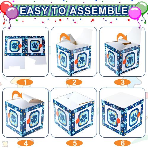Lunmon 3 Pcs Blue Dog 1st Birthday Balloon Boxes Decorations