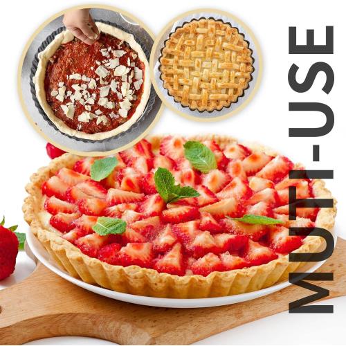 Deep Dish Quiche Pan, 11” x 2” Tall Pie Pan Deep Tart Pan with Removable Bottom, Nonstick Large Fluted Tart Mold Loose Base Round Deep Pizza Pan for Baking Easter Pie