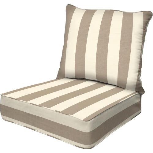 Honeycomb Outdoor Heritage Deep Seat, 24 x 23, Cabana Stripe Tan Chair Cushion with Removable Cover, for Patio Furniture
