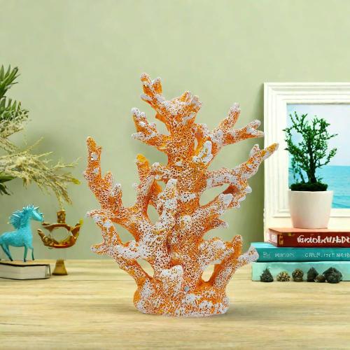 Etlemonde Coastal Beach Orange Coral Reef Statue Home Decor
