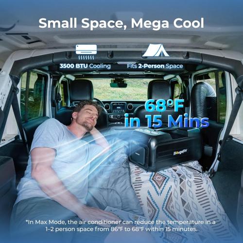 BougeRV Portable Air Conditioner PC35 PRO, 3500 BTU Camping Tent AC Unit | Upgraded Inverter Compressor, 22 lb Compact Design, App Control, Rapid Cooling for Camping AC, RV, Van Life, Outdoor Use