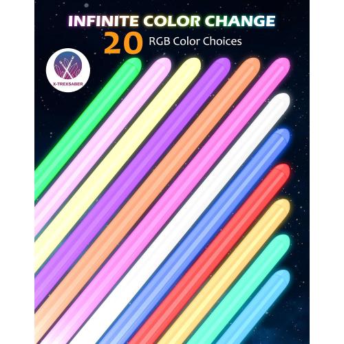 Lightsaber,Double Dueling Light Saber with Length 41.54 inches,2Packs Real 20 Colors RGB FX Light Sabers for Adults, Lightsabers for Kids Birthday Christmas/Halloween Cosplay Party Light up Sword