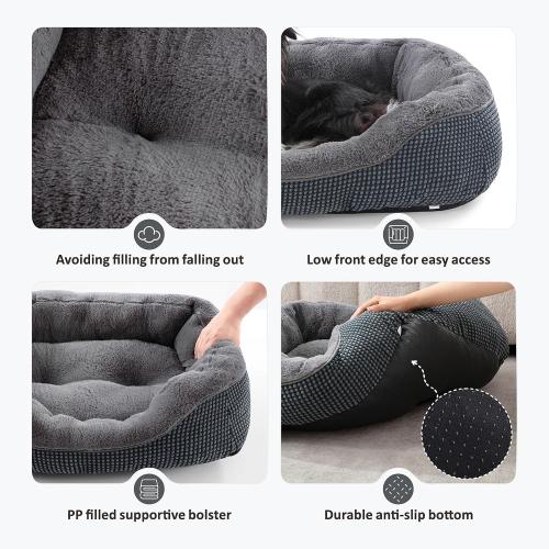 Dark Grey Small INVENHO Dog Bed for Small Dogs, Cat Beds for Indoor Cats Washable, Orthopedic Dog Bed, Warming Soft Calming Sleeping Puppy Bed Durable Pet Bed with Anti-Slip Bottom