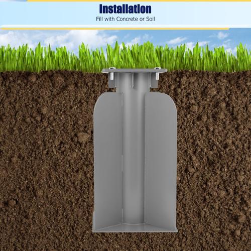 SLIIMU 18lbs In-ground Umbrella Base with Umbrella Stand Tube, Universal Umbrella Ground Anchor, Patio Umbrella Base In Ground for Offset Cantilever Umbrella, Hanging Parasol Stand Holder, Silver