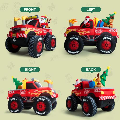 8.5 FT Long Santa in Monster Truck Christmas Inflatables Outdoor Decorations, Christmas Blow Up Santa Claus Yard Decorations for Garden Lawn Xmas Decor