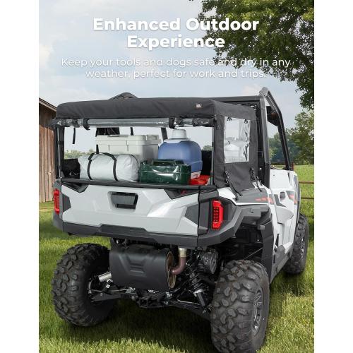 KEMIMOTO UTV Soft Cargo Camper Bed Cover Rack Compatible with Polaris General 1000 /XP 1000/4 1000 /XP 4 1000 2016-2026 Rear Camper Top Canvas Cover Accessories