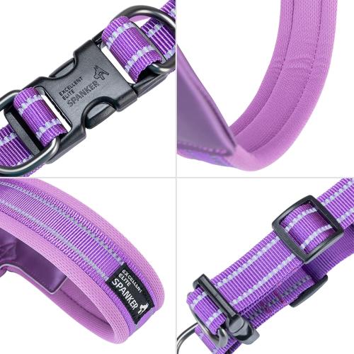 EXCELLENT ELITE SPANKER No Pull Dog Harness Step-in Adjustable Reflective Vest Soft Padded Easy Pet Chest Strap with Leash Clips for Small Medium Large Dogs Walking Training(Purple-M)