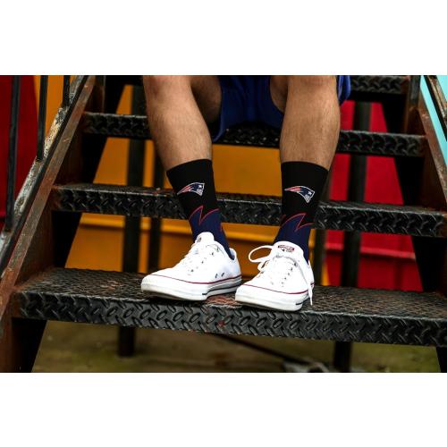For Bare Feet NFL Unisex Black Wave Crew Sock Nfl Large