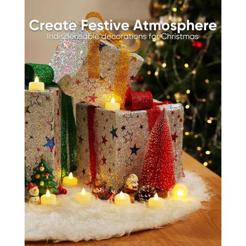 Amagic 12/24/50/100/150Pack Flameless LED Tea Lights Candles Battery Operated, Electric Fake Tealight Candles for Votive, Halloween, Christmas, Home Decor, Wedding, Table Decor (12Pack)