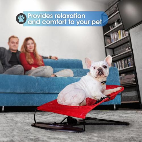 Dog, Cat Rocking Chair - Dog Rocking Chair for Frenchie, French Bulldog Rocking Chair Bed, Dog Lounge Chair Outdoor, Bouncer Chair, Portable Foldable Pet Rocking Chair