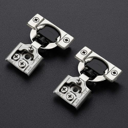 Silver Ravinte 10 Pack 5 Pairs 1/2 inch Overlay Soft Close Hinges for Kitchen Cabinet Hinges Satin Nickel Hidden Hinges Stainless Steel Concealed Hinge self Closing