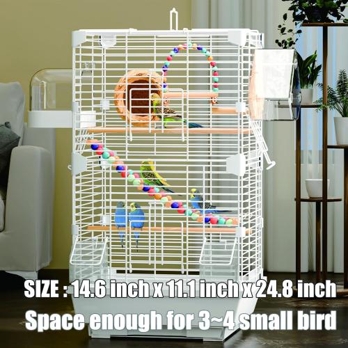 Basic Bird Cage, 24.8inch Parrot Cage (24.8 x 14.6 x 11),Bird Cage with Ladder, Horizontal Bar, 2 Feeders, and Swing
