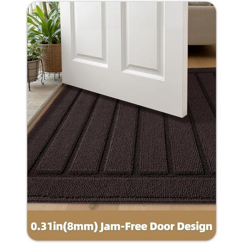 Color&Geometry Large Door Mat Indoor Entrance 36x59 Non Slip Dirt Trapper, Absorbent Doormat, Washable Rug for Entryway, Low Profile, Easy Clean Patio Porch, Brown, (Rolled-up NO Creases)