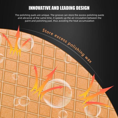 Orange Light Cut Pad, Buffing Polishing Pads, SPTA 3Pcs 6.5 Inch Face for 6 Inch 150mm Backing Plate Compound Buffing Sponge Pads for Car Buffer Polisher Compounding, Polishing and Waxing -X00224Y6O3