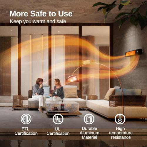 EAST OAK Patio Heater for Commercial Use, 3000W Wall Mounted Electric Infrared Heater, Outdoor Heaters for Patio, Outdoor Heater with IP65 Waterproof & Dustproof Remote Control Black 240V