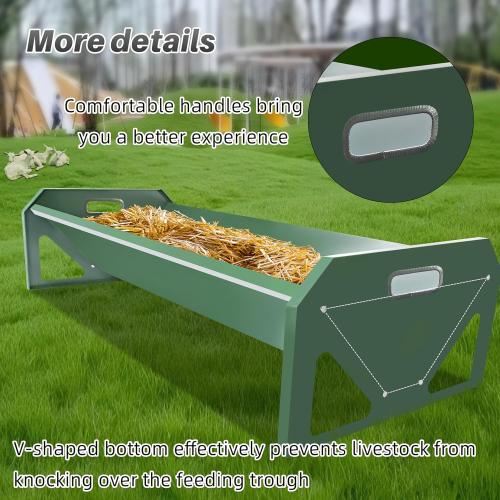 [New Upgrade] Stainless Steel Goat Feeder 45 Inch, Heavy Duty Large Capacity Feed Trough, Thickened Livestock Feeder, Easy to Clean, for Goats, Sheep, Horses, Cattle, Alpacas